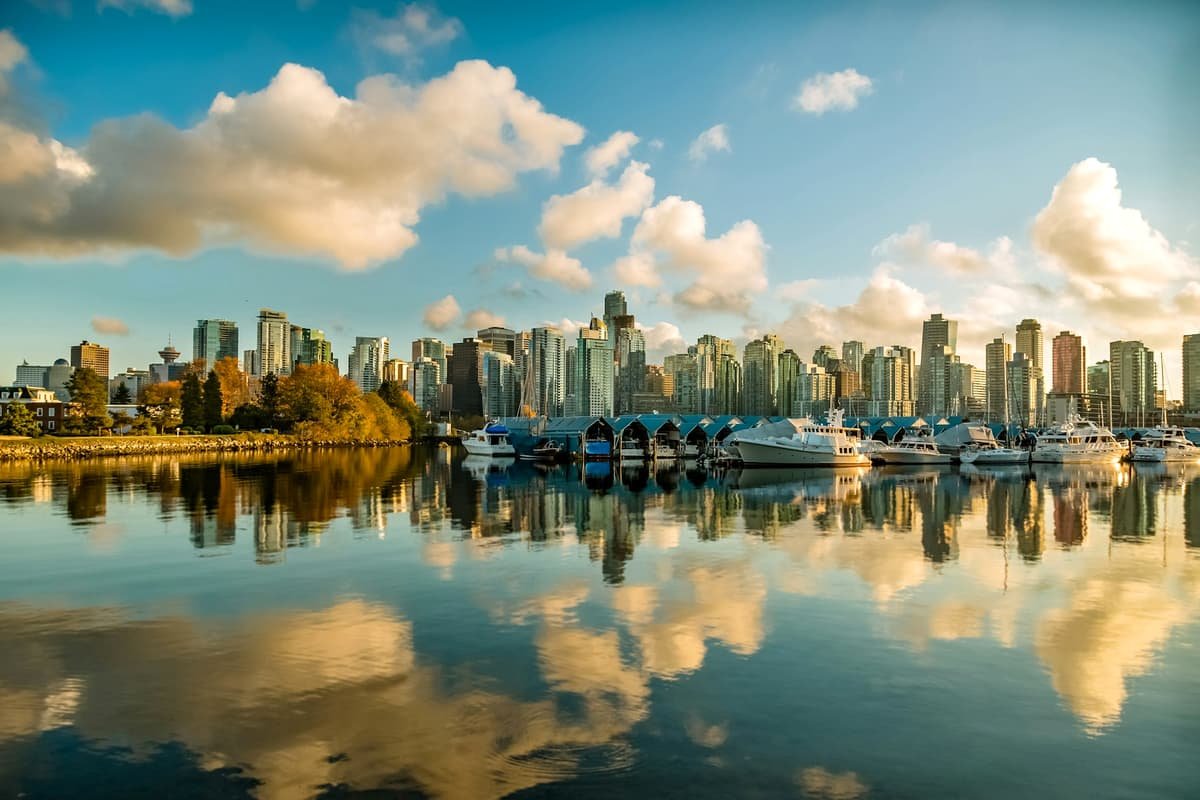 Buildings and body of water in Vancouver, British Columbia