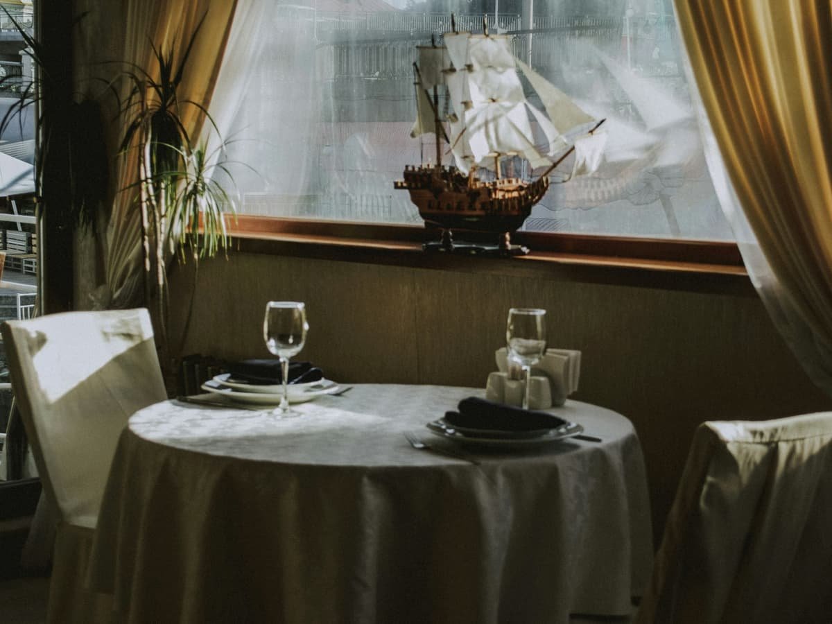 Clear wine glass on table: date idea in the Northwest Territories