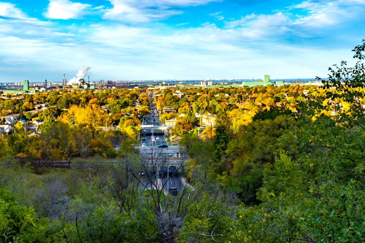 Green trees under blue sky during daytime in Hamilton, Ontario