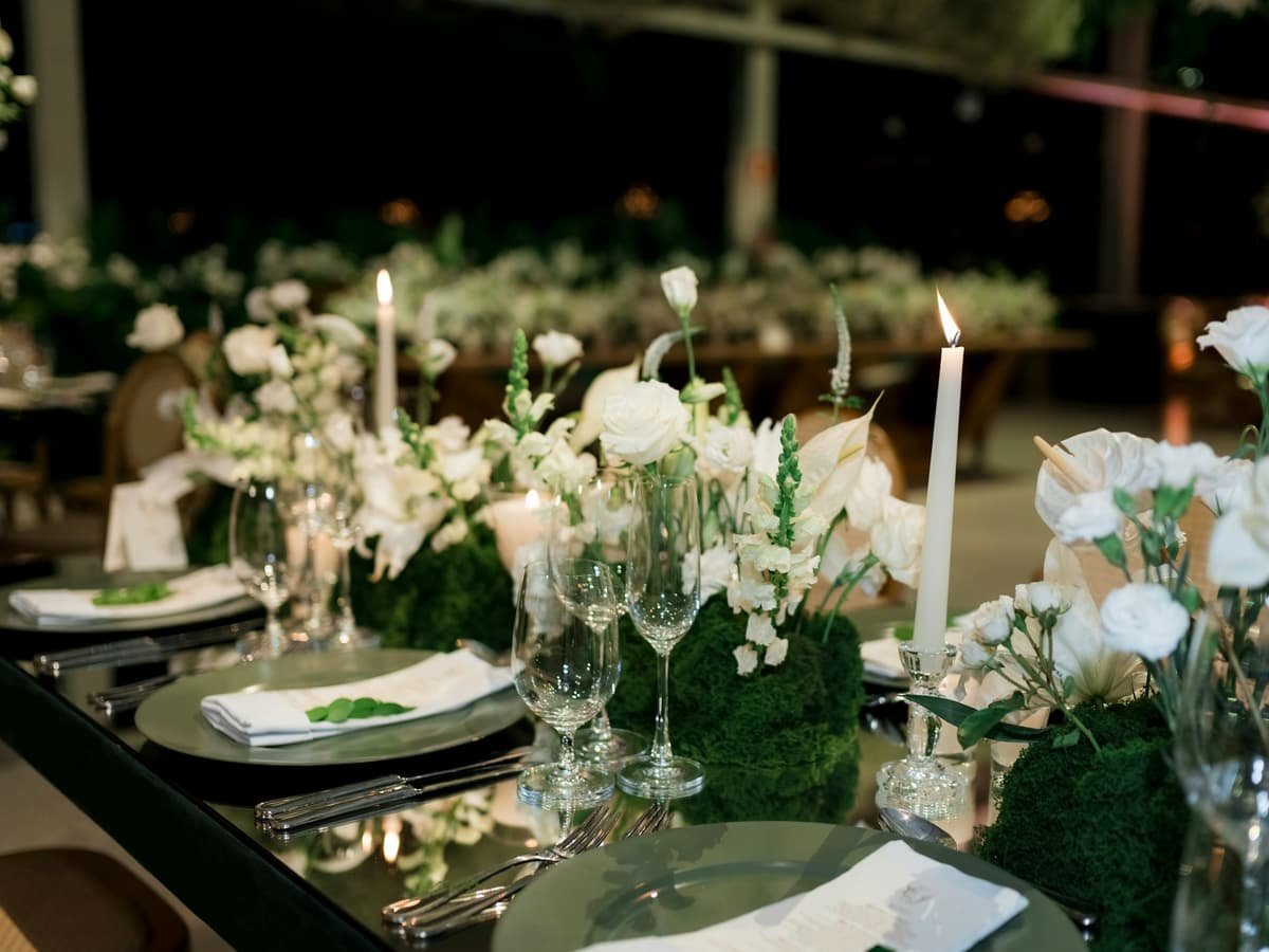 Elegantly set table with flowers and candles: date idea in Saskatchewan